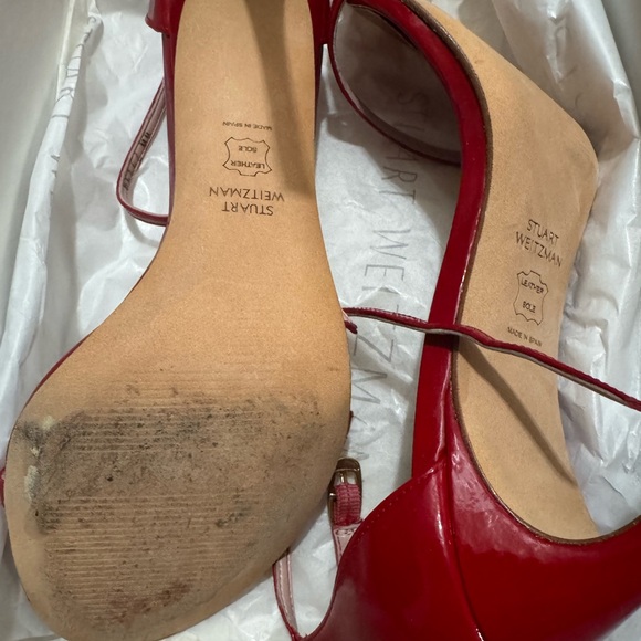 Stuart Weitzman Red Ankle Strap Heels - Picture 10 of 10